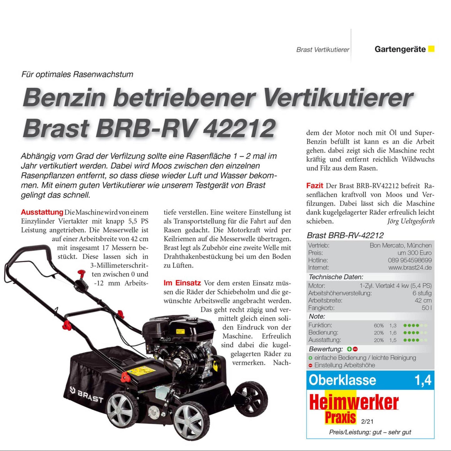 BRAST Benzin Vertikutierer 42212