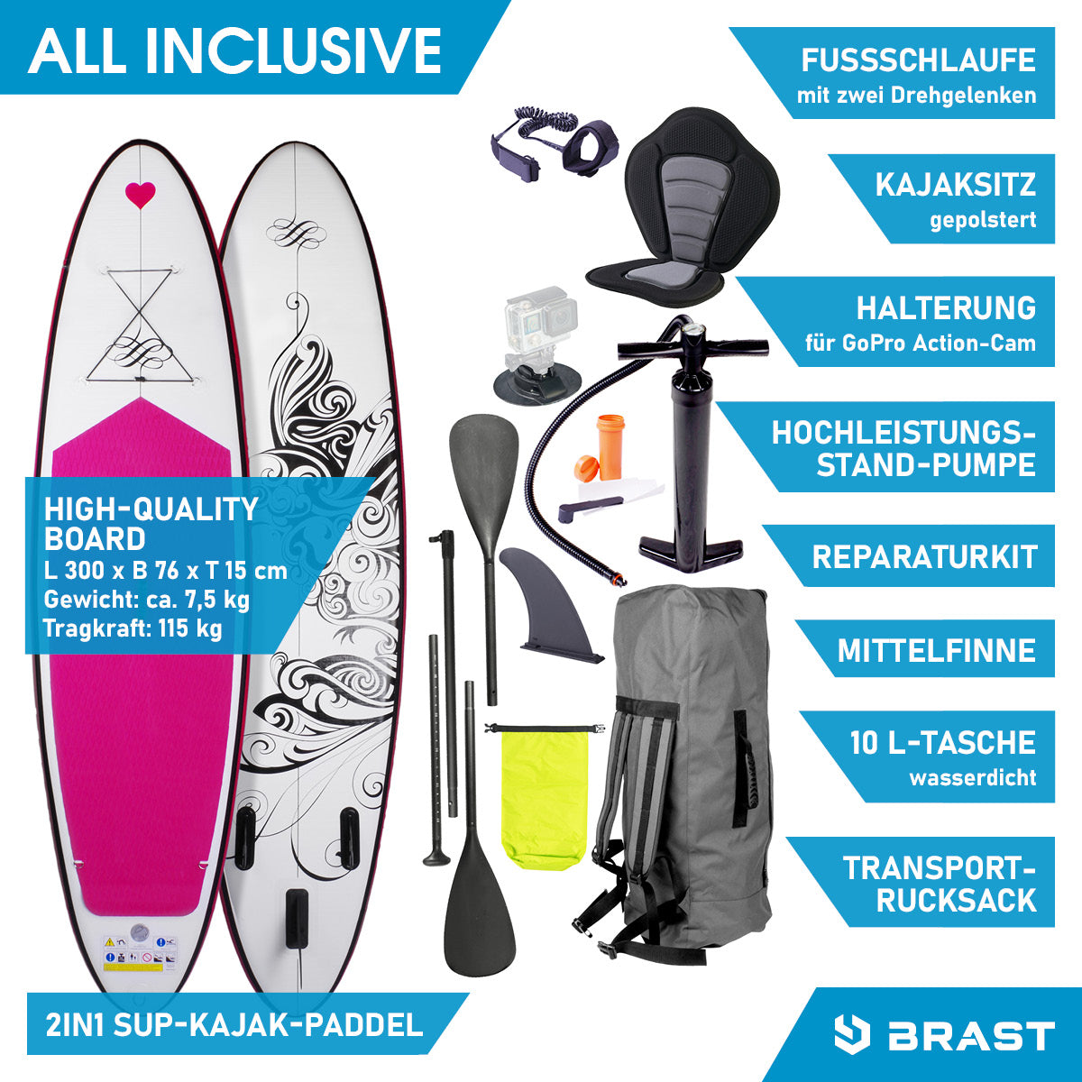SUP Board aufblasbar KOLIBRI 300