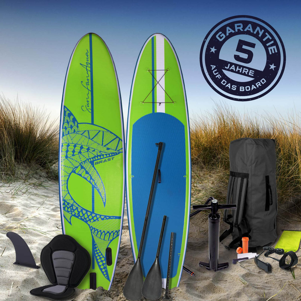 SUP Board aufblasbar SHARK 300 green