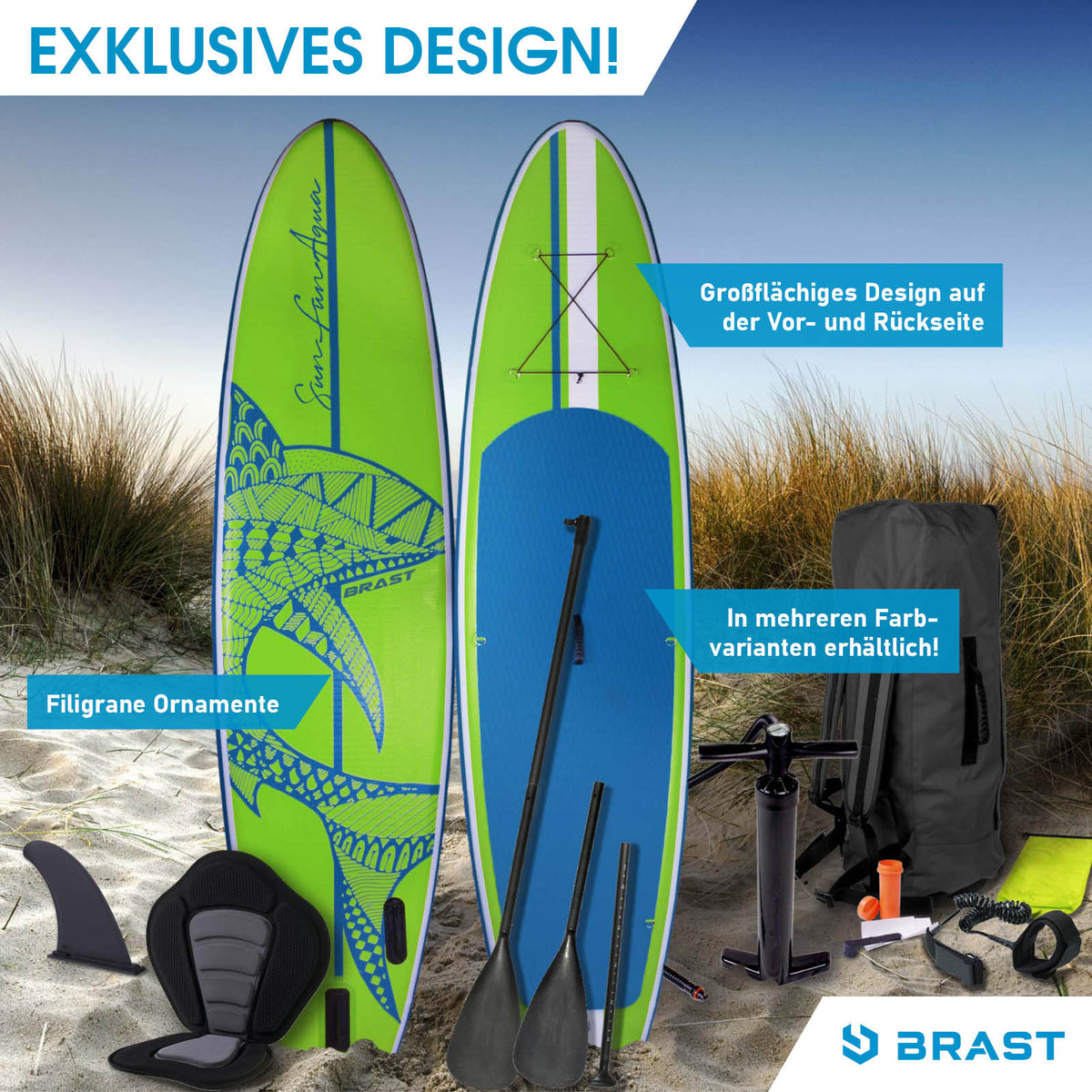 SUP Board aufblasbar SHARK 300 green