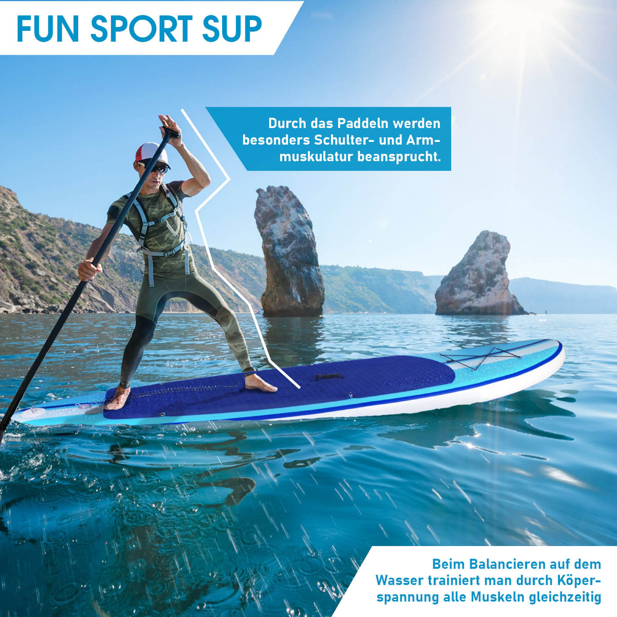 SUP Board aufblasbar SHARK 320 blue