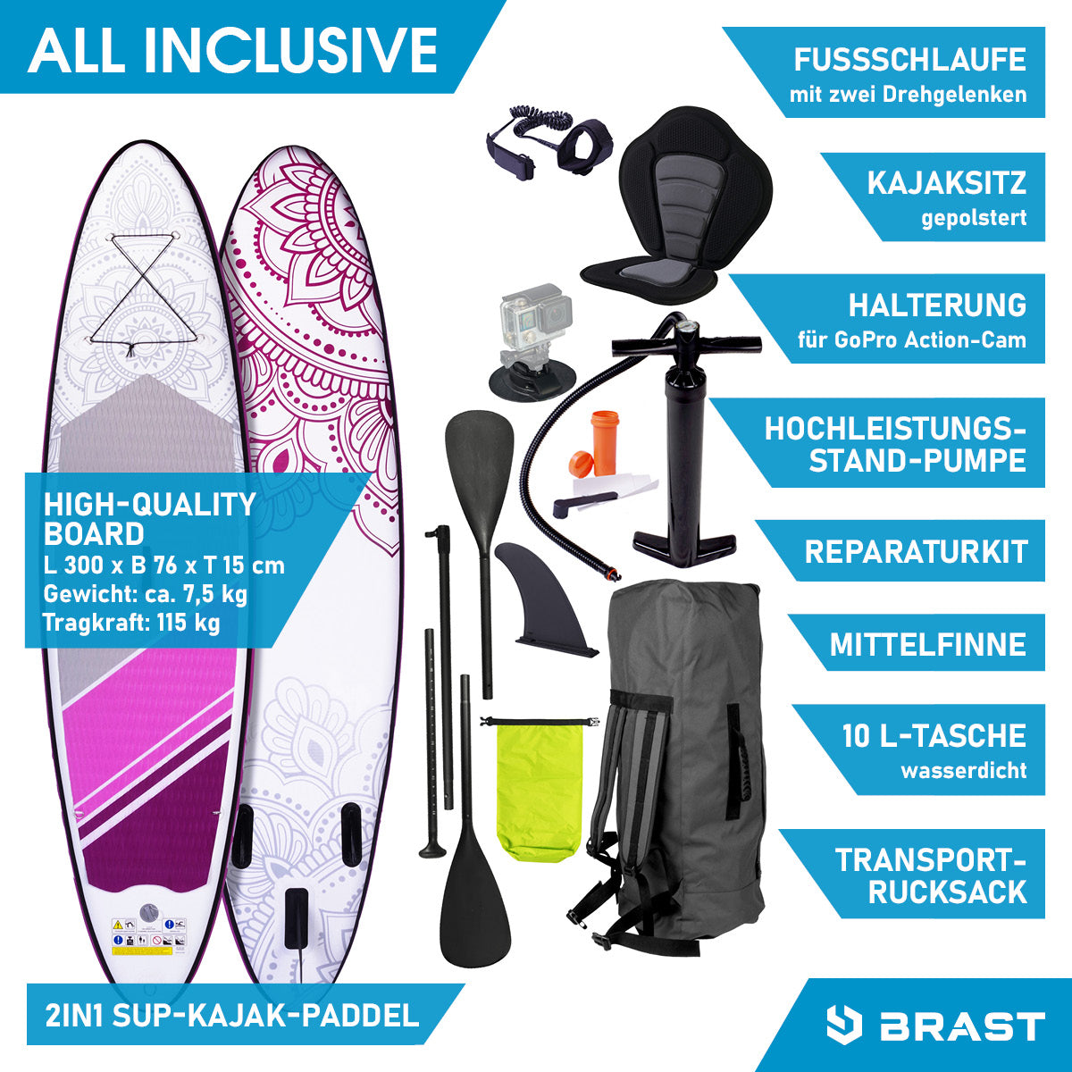 SUP Board aufblasbar FLOWER 300