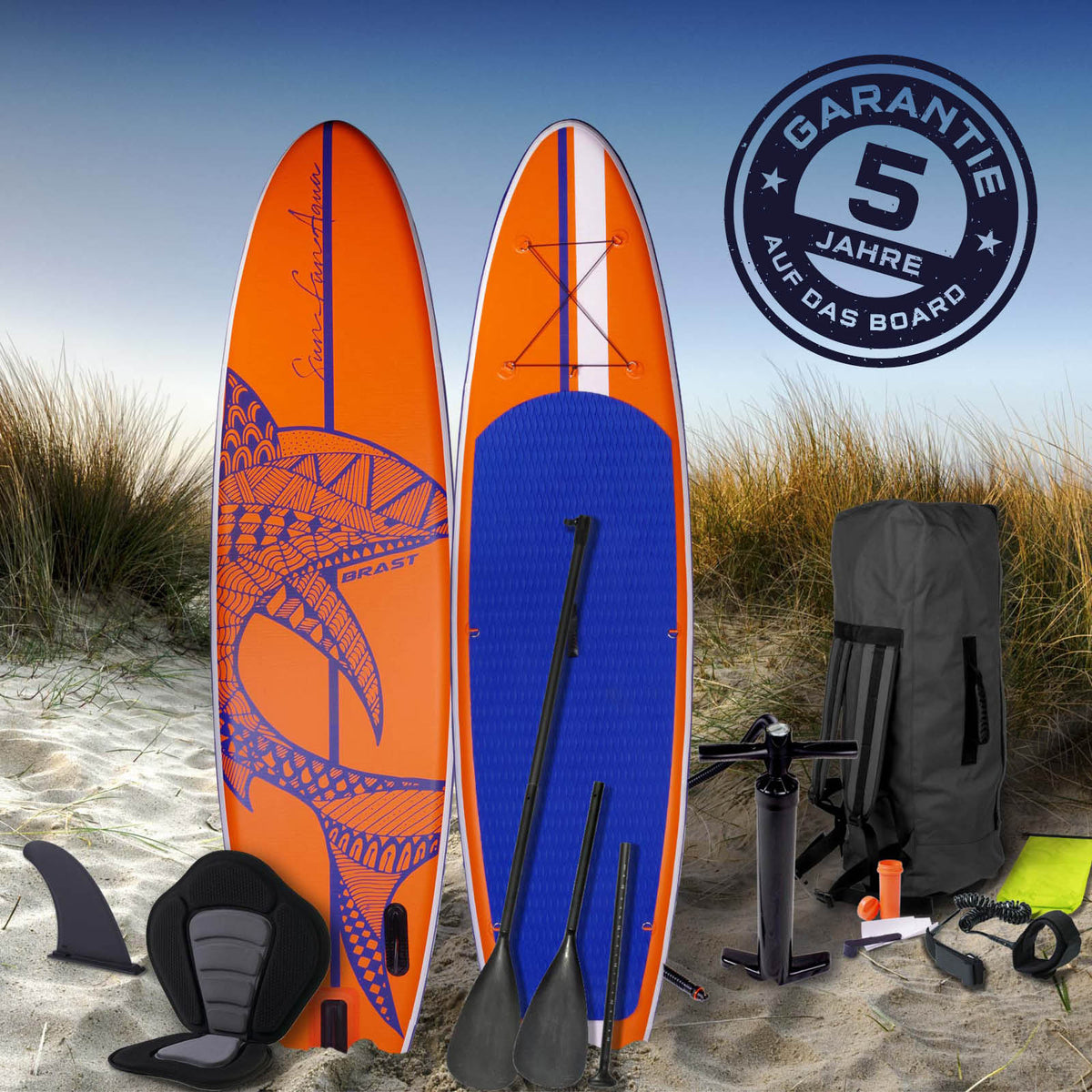SUP Board aufblasbar SHARK 300 orange