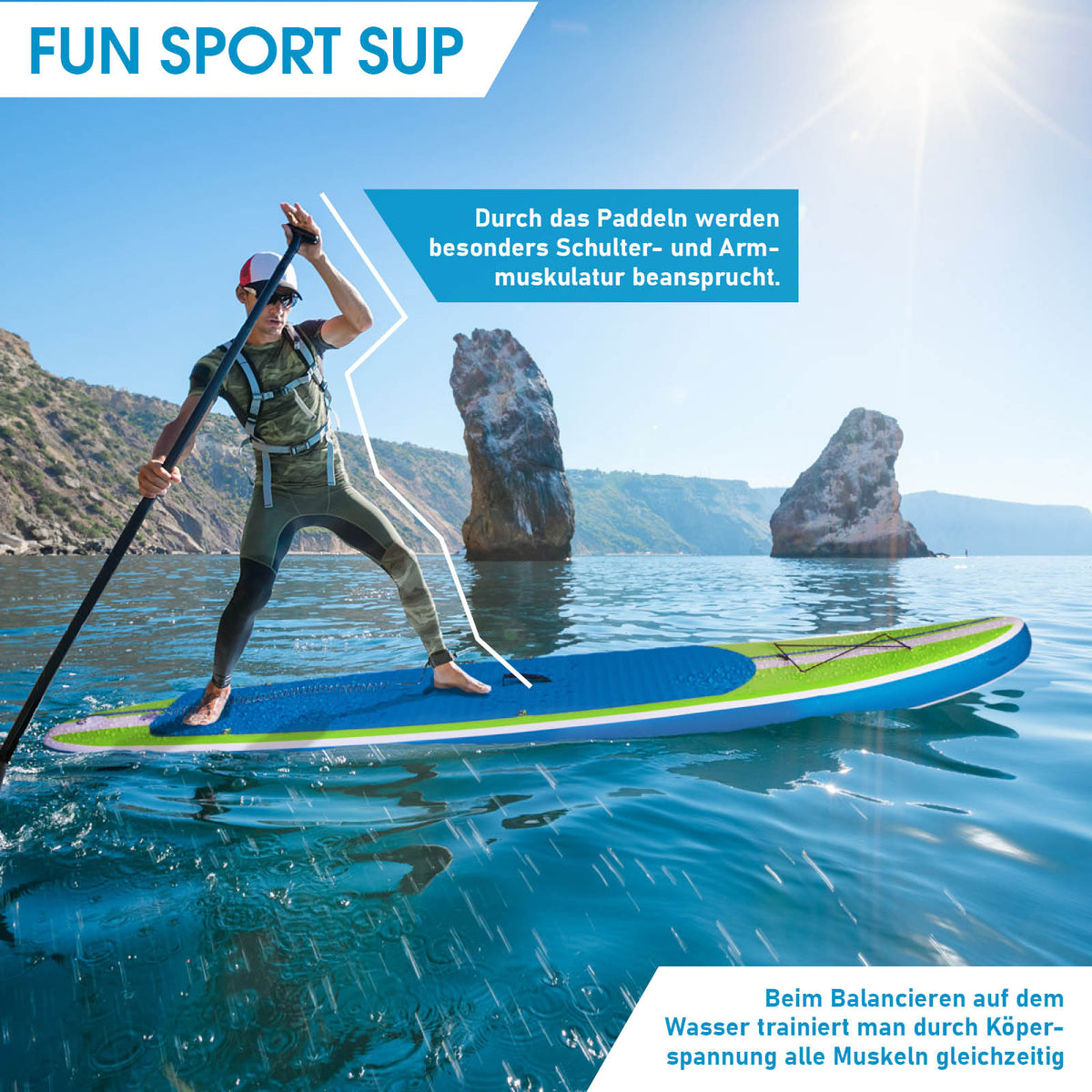 SUP Board aufblasbar SHARK 300 green