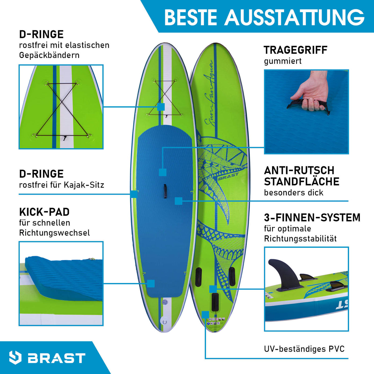 SUP Board aufblasbar SHARK 300 green