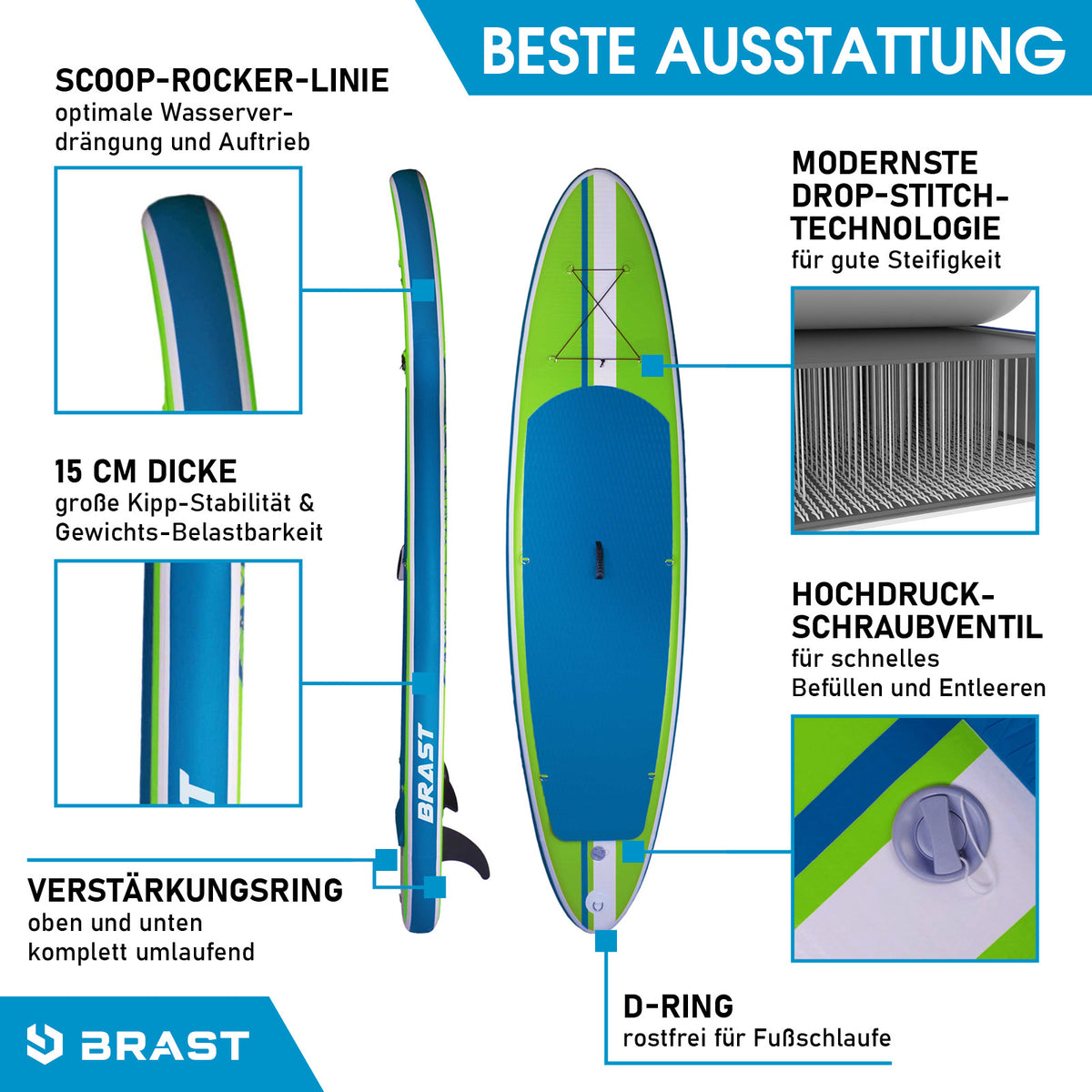 SUP Board aufblasbar SHARK 300 green