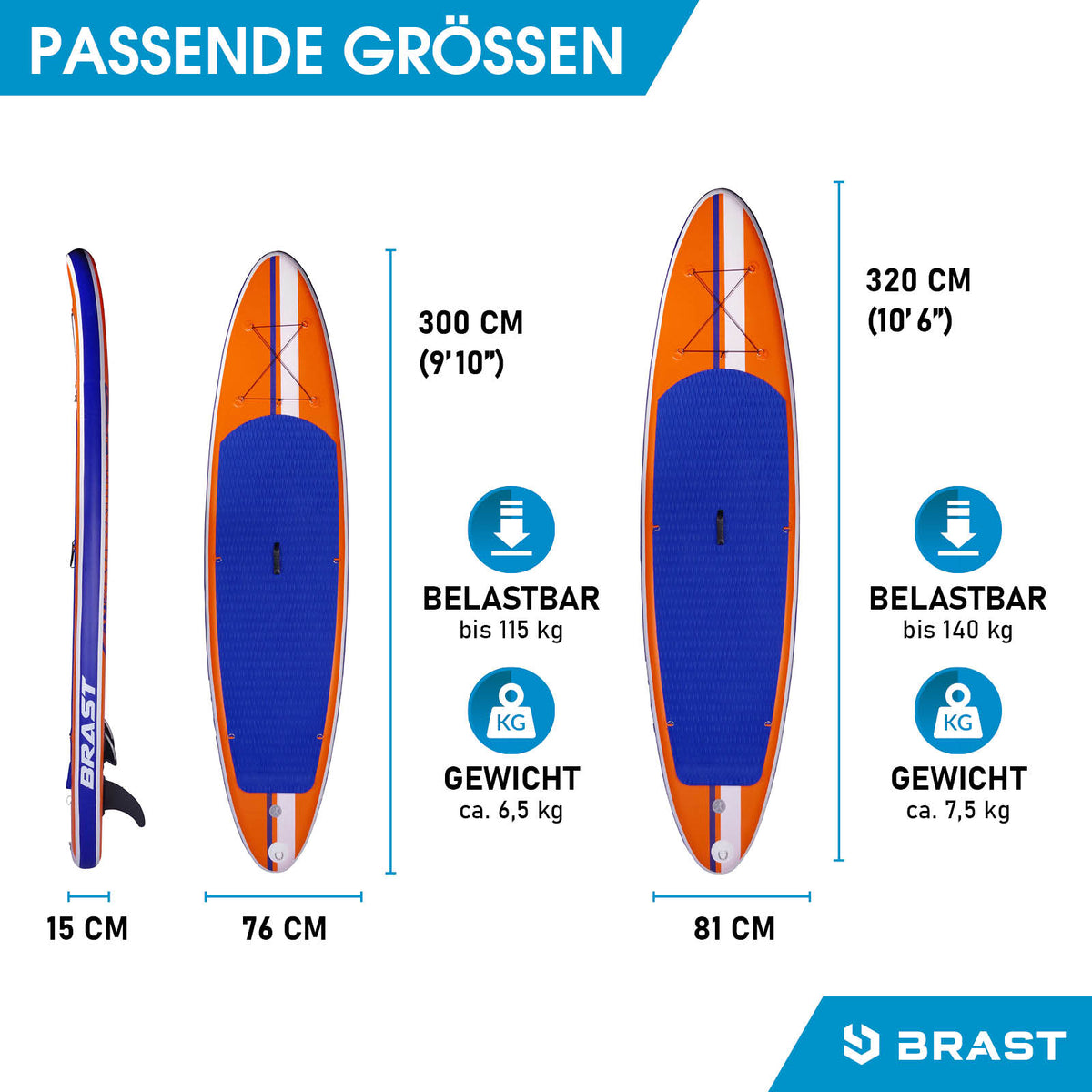 SUP Board aufblasbar SHARK 300 orange
