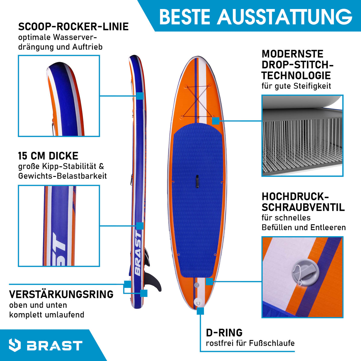 SUP Board aufblasbar SHARK 300 orange