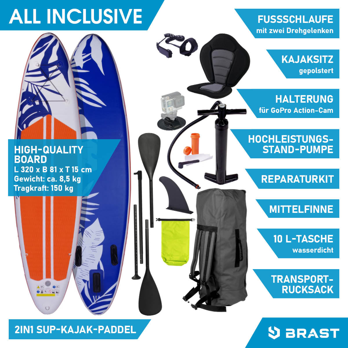 SUP Board aufblasbar FUSION 320 orange