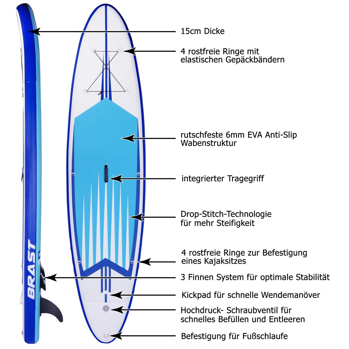 SUP Board aufblasbar PRO 320 blue