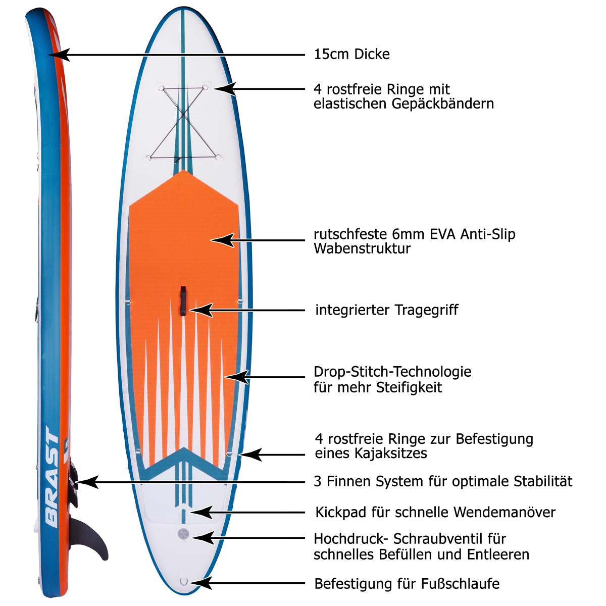 SUP Board aufblasbar PRO 320 orange
