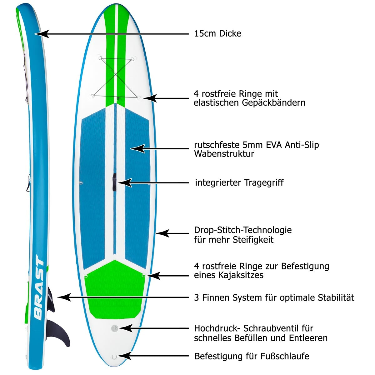 SUP Board aufblasbar GALAXY 300 neon