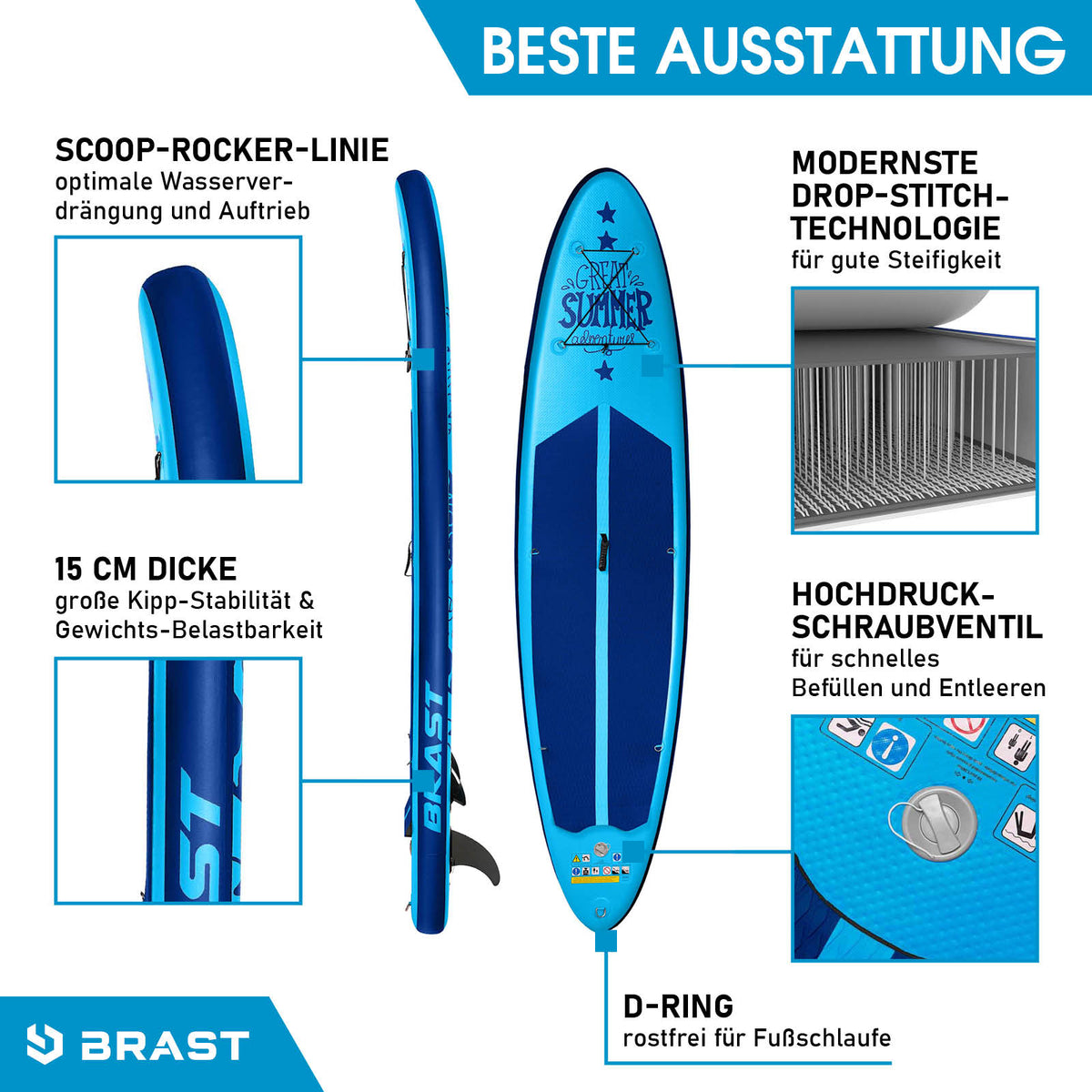 SUP Board aufblasbar SUMMER 320 blue