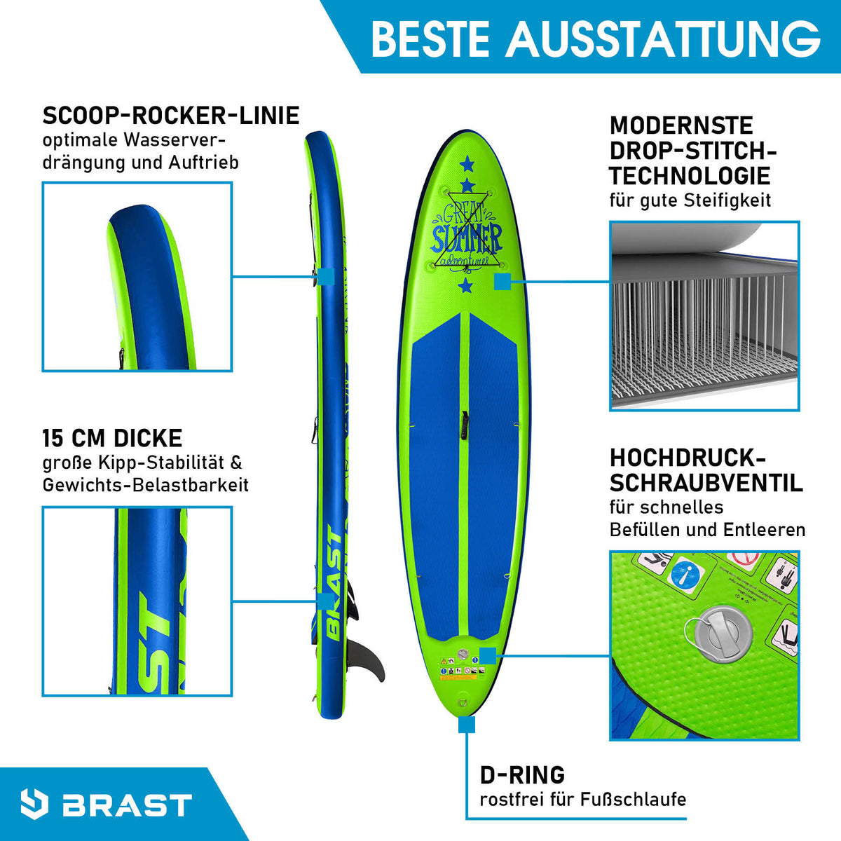 SUP Board aufblasbar SUMMER 320 green