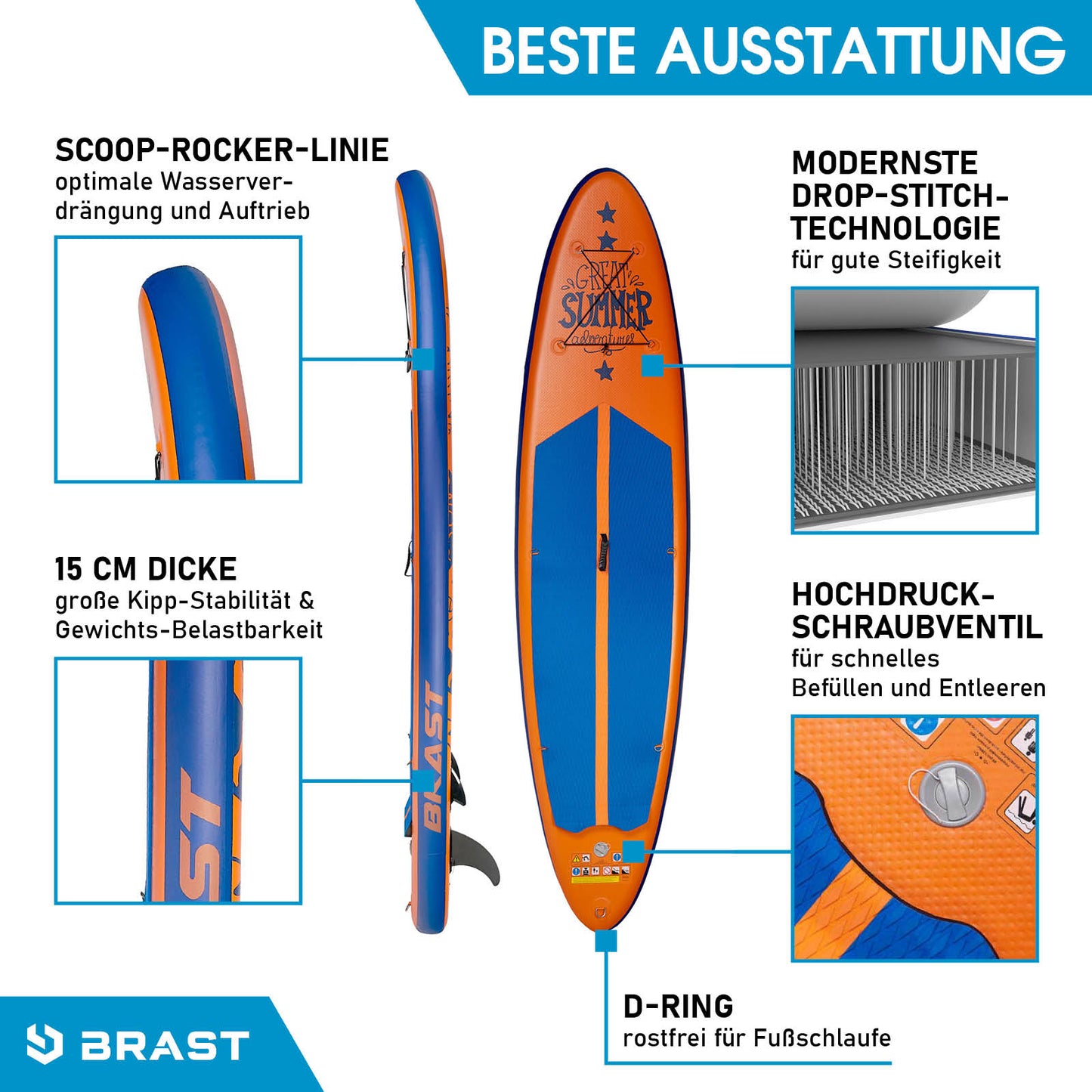 SUP Board aufblasbar SUMMER 320 orange
