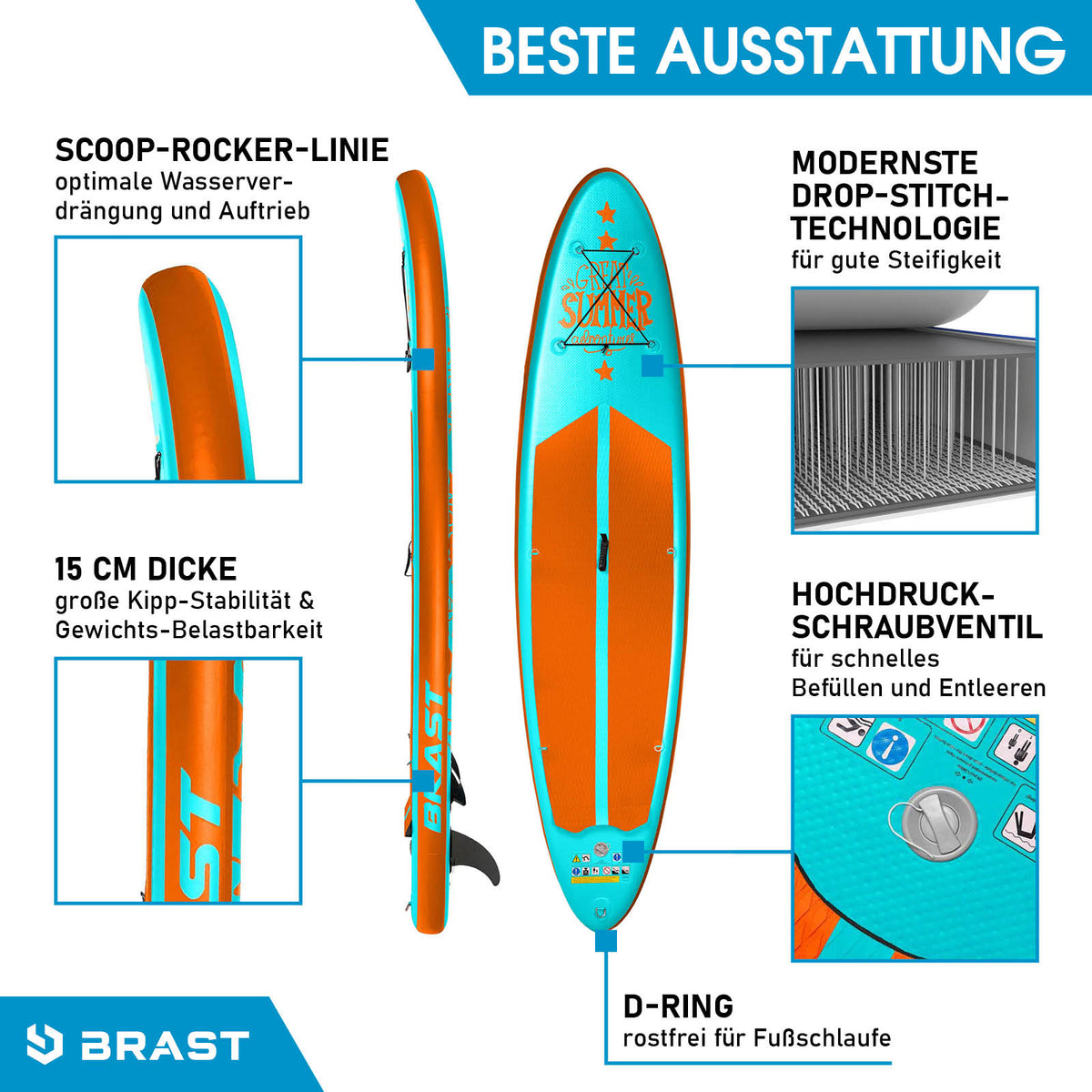 SUP Board aufblasbar SUMMER 320 türkis