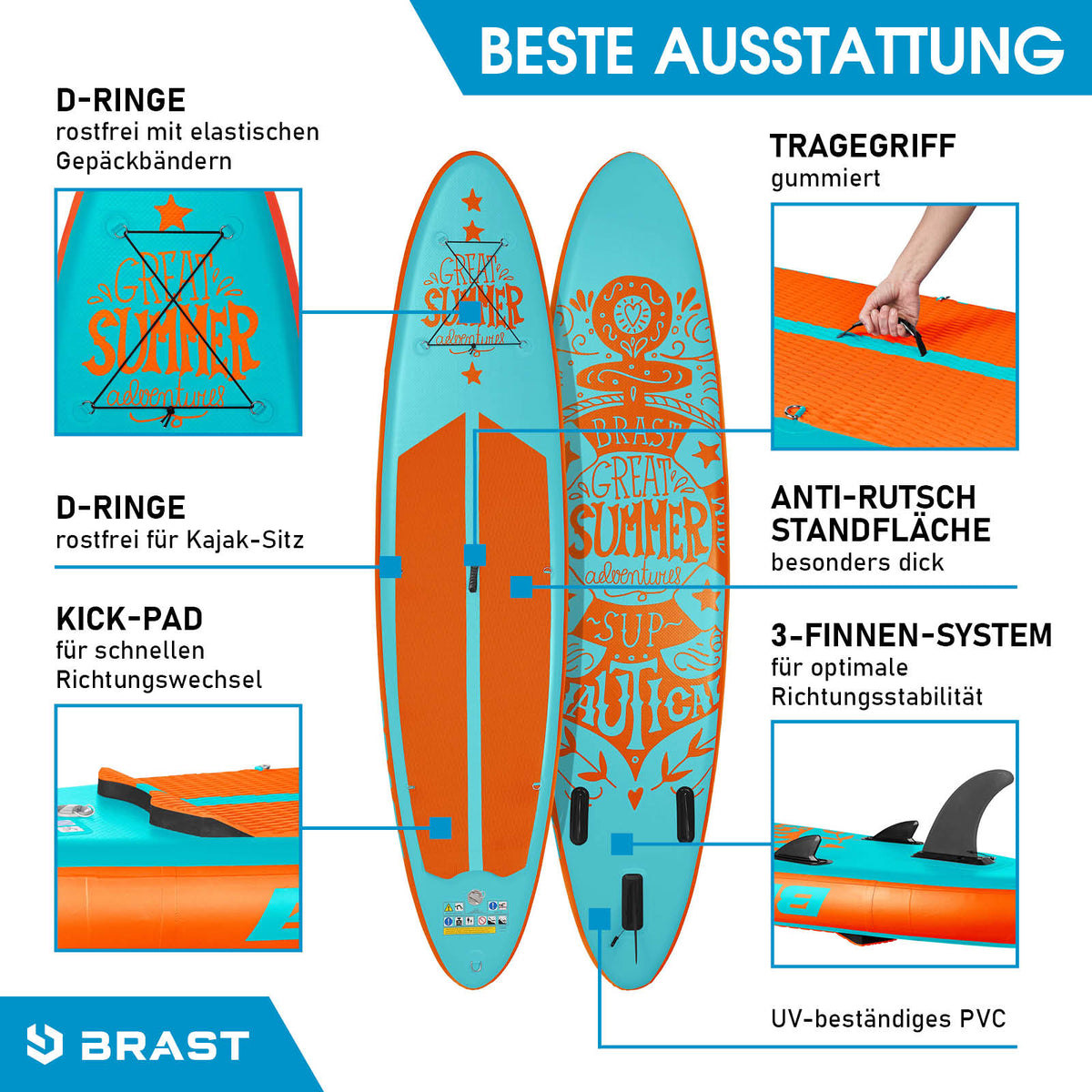 SUP Board aufblasbar SUMMER 320 türkis