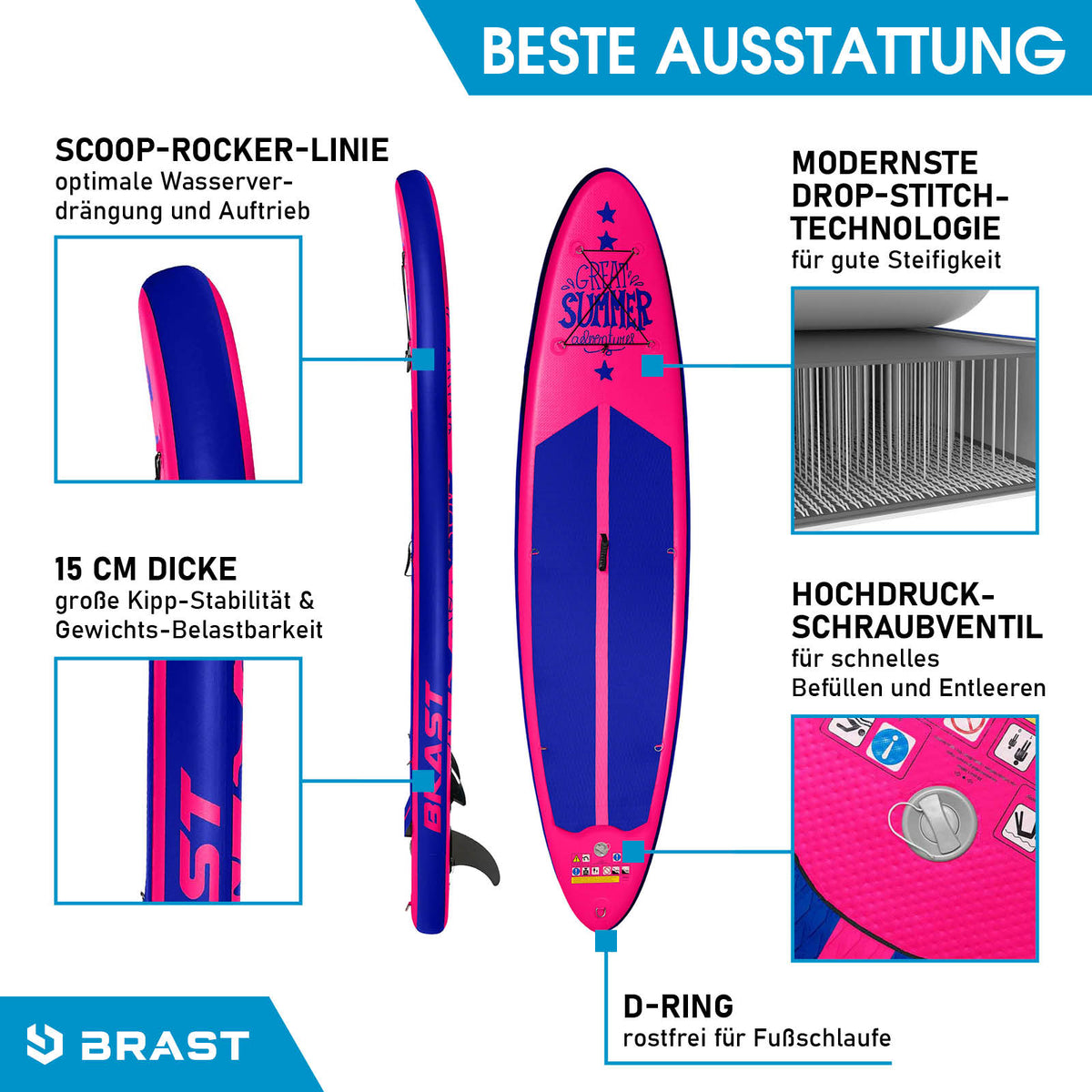 SUP Board aufblasbar SUMMER 320 pink
