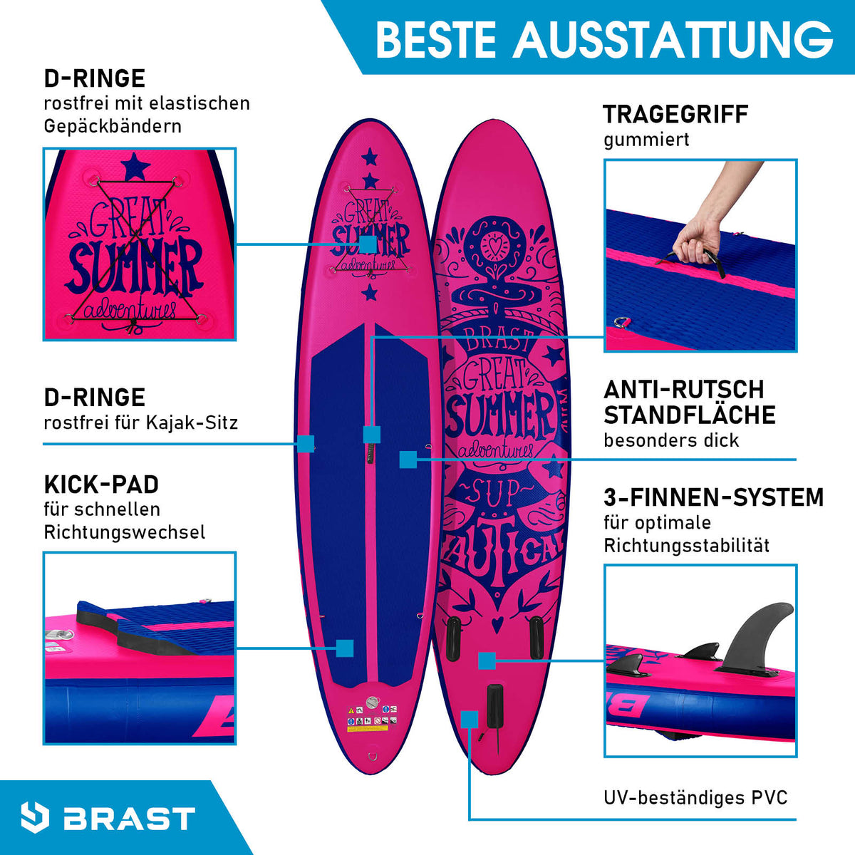 SUP Board aufblasbar SUMMER 320 pink