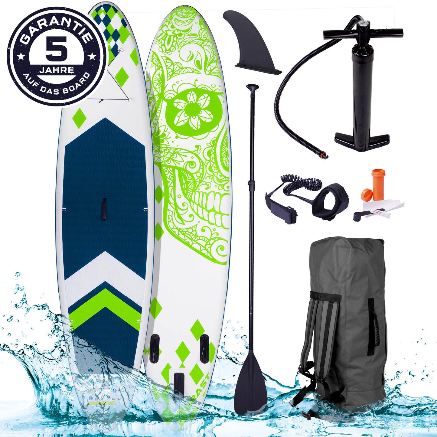 SUP Board aufblasbar CANDY SKULL 320 green