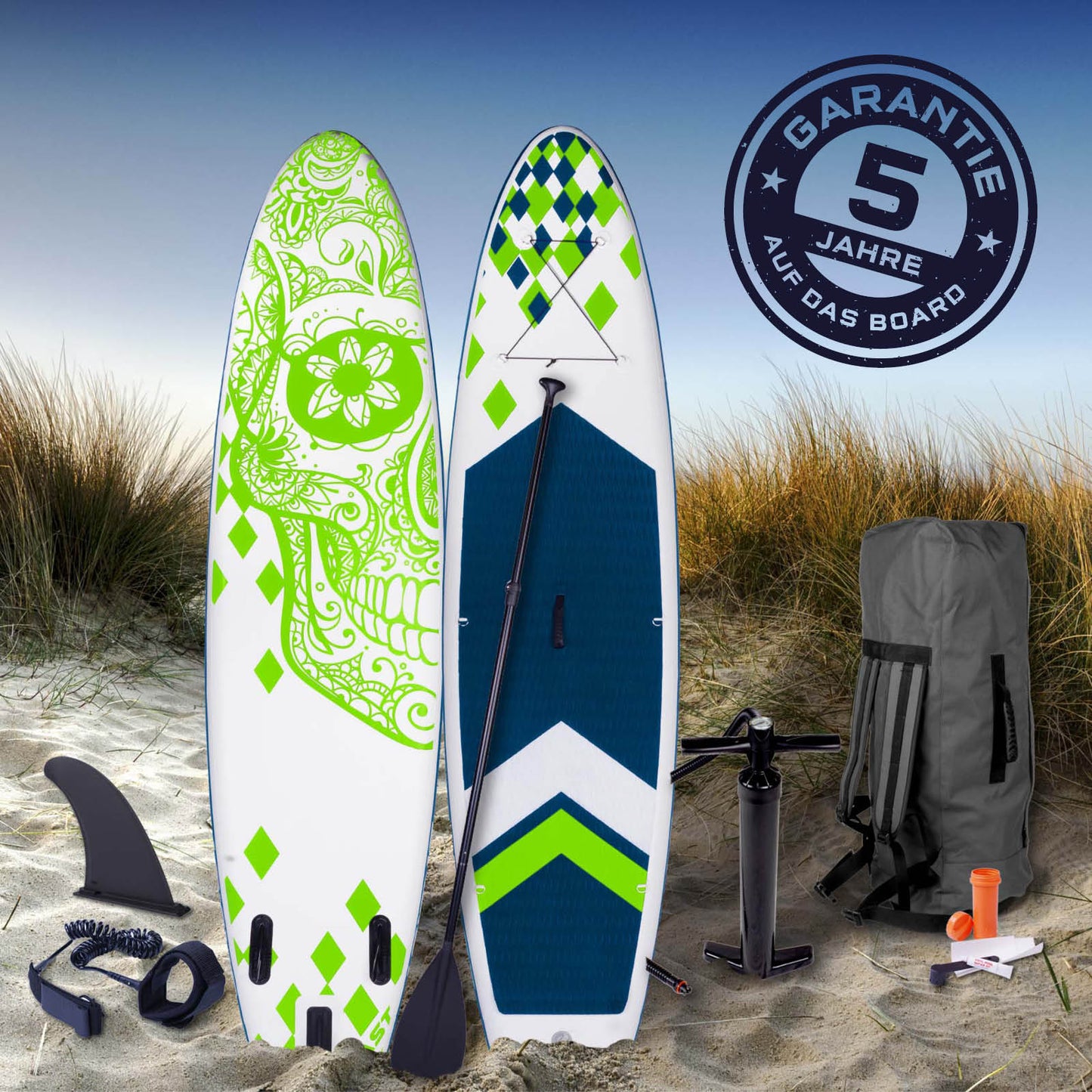 SUP Board aufblasbar CANDY SKULL 320 green
