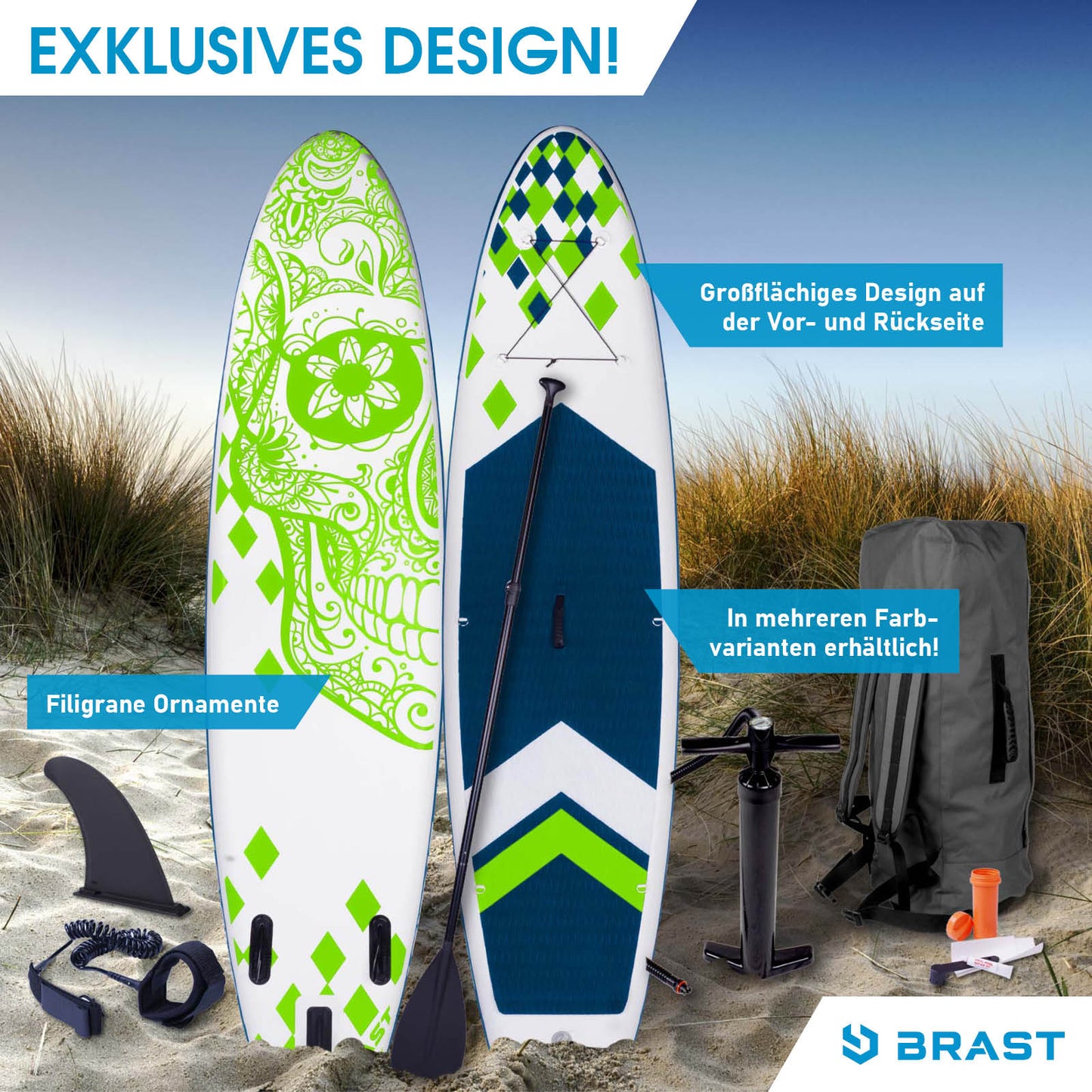 SUP Board aufblasbar CANDY SKULL 320 green