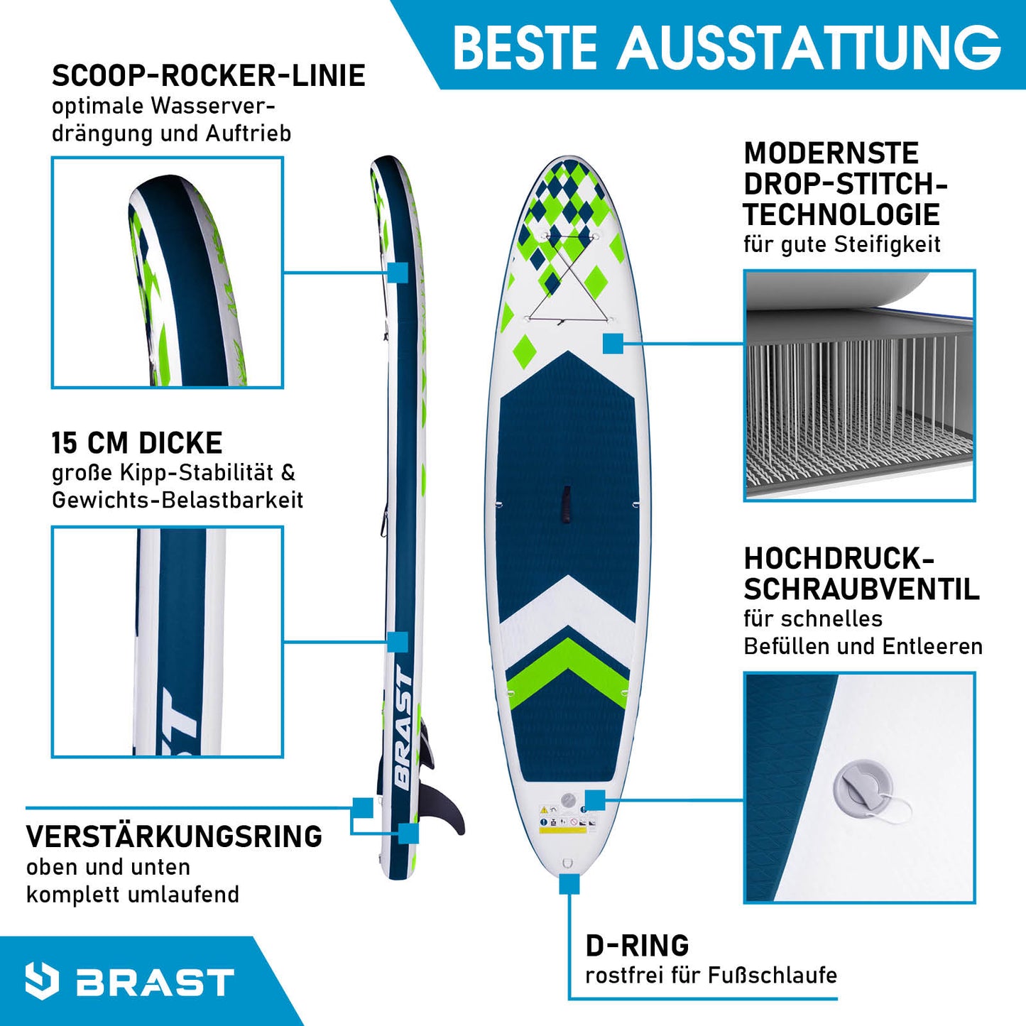 SUP Board aufblasbar CANDY SKULL 320 green