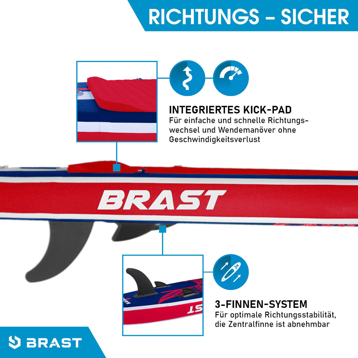 SUP Board aufblasbar SHARK 300 blue/red