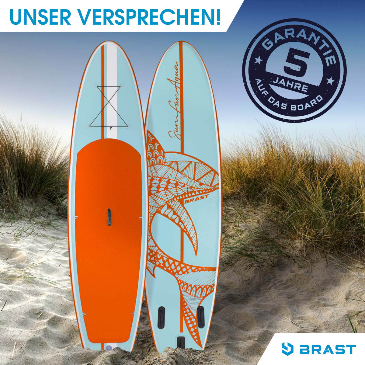SUP Board aufblasbar SHARK 300 light blue/orange