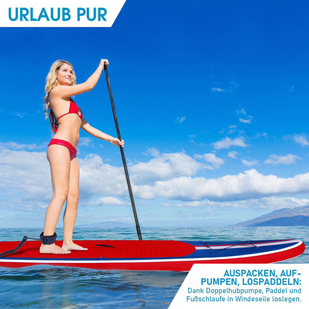 SUP Board aufblasbar SHARK 320 blue/red