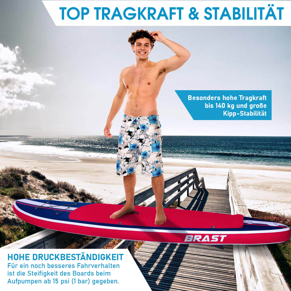 SUP Board aufblasbar SHARK 320 blue/red