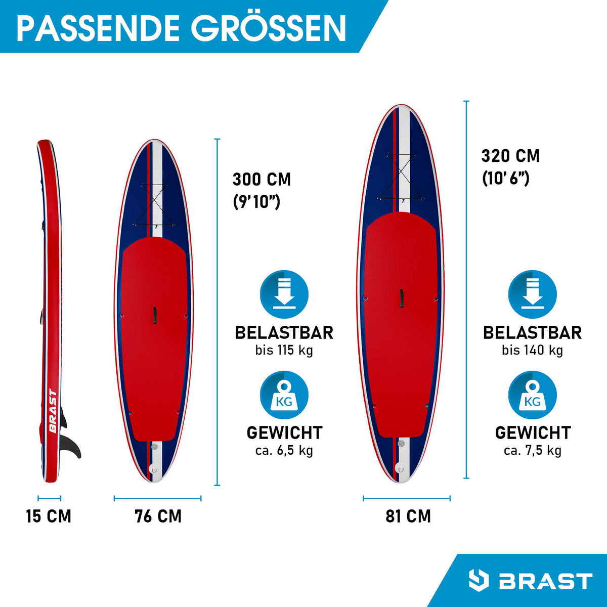 SUP Board aufblasbar SHARK 320 blue/red
