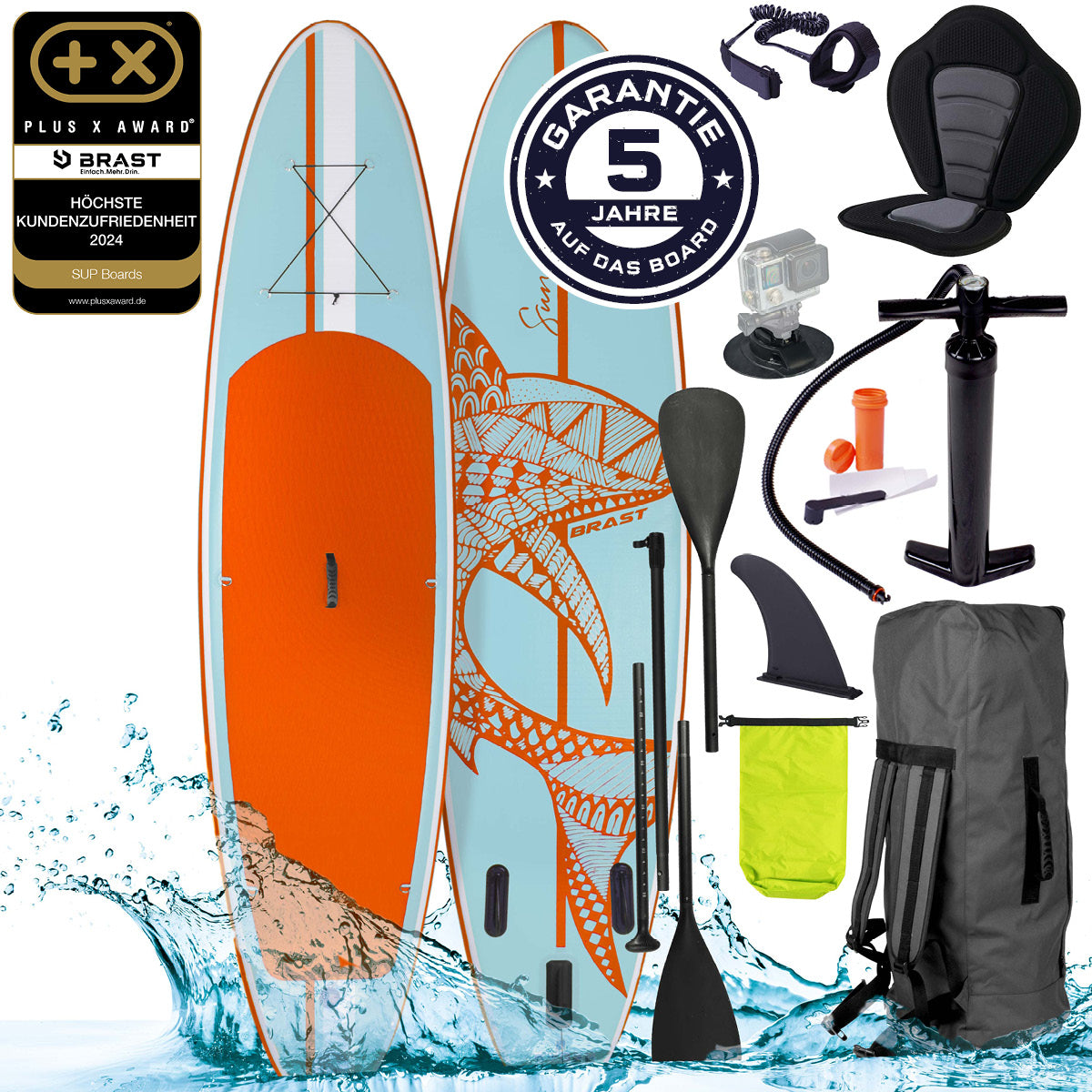 SUP Board aufblasbar SHARK 320 light blue/orange