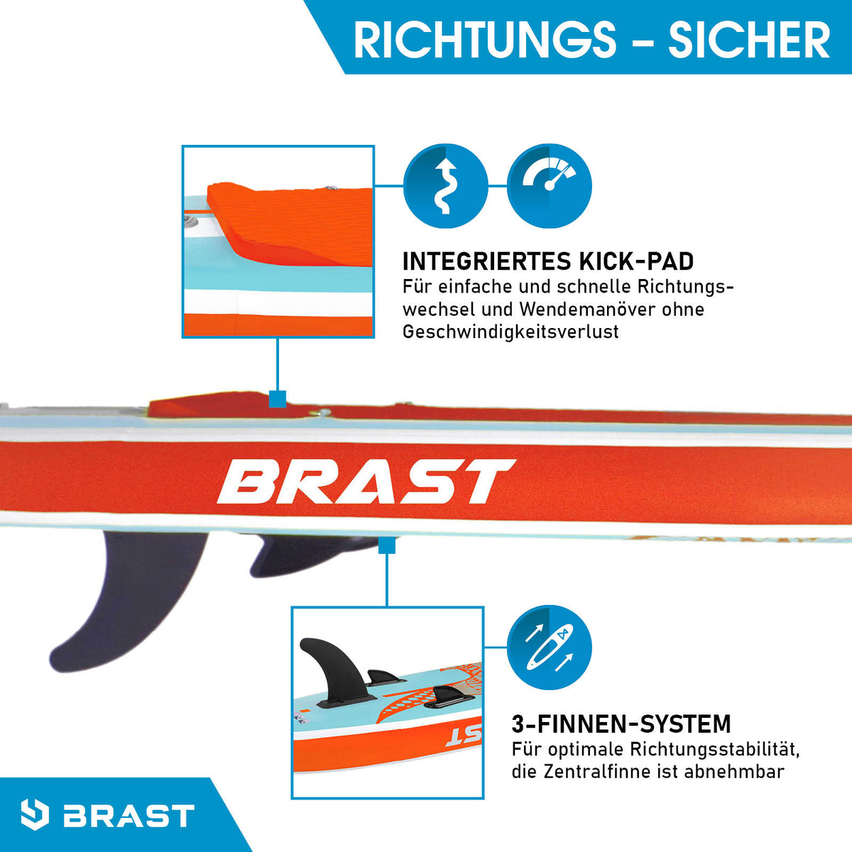 SUP Board aufblasbar SHARK 320 light blue/orange