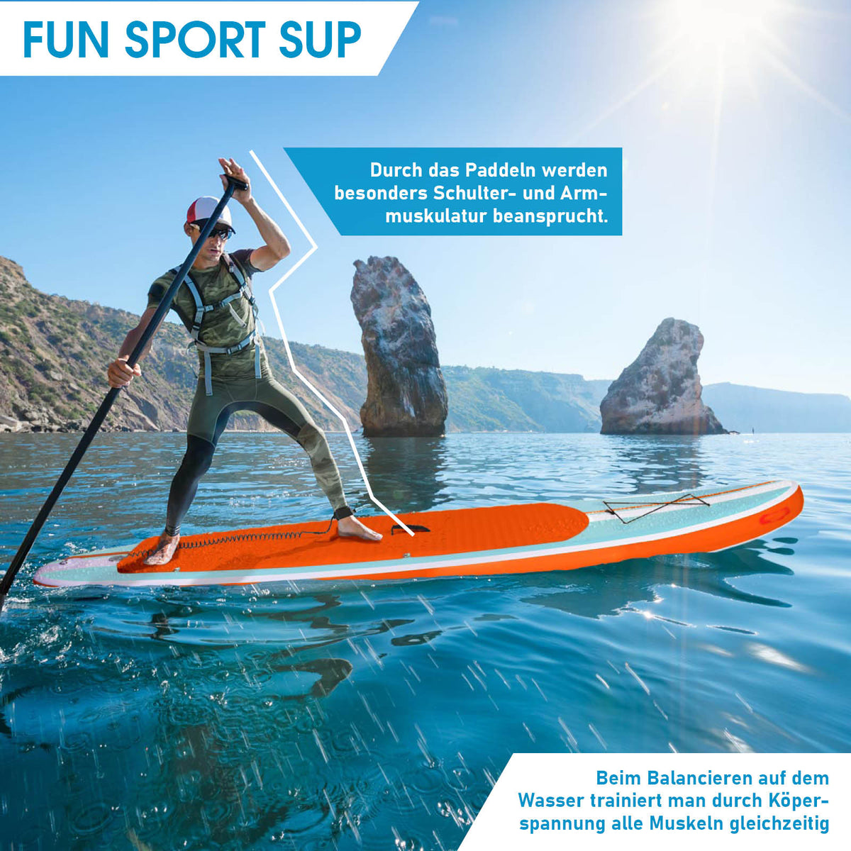 SUP Board aufblasbar SHARK 320 light blue/orange