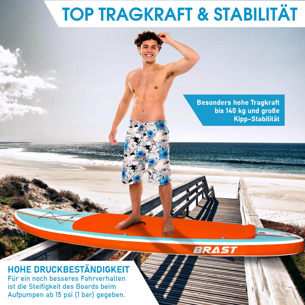 SUP Board aufblasbar SHARK 320 light blue/orange
