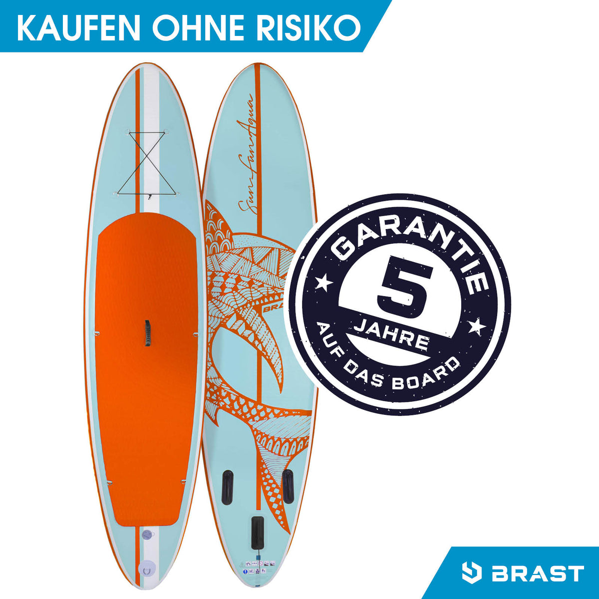 SUP Board aufblasbar SHARK 320 light blue/orange