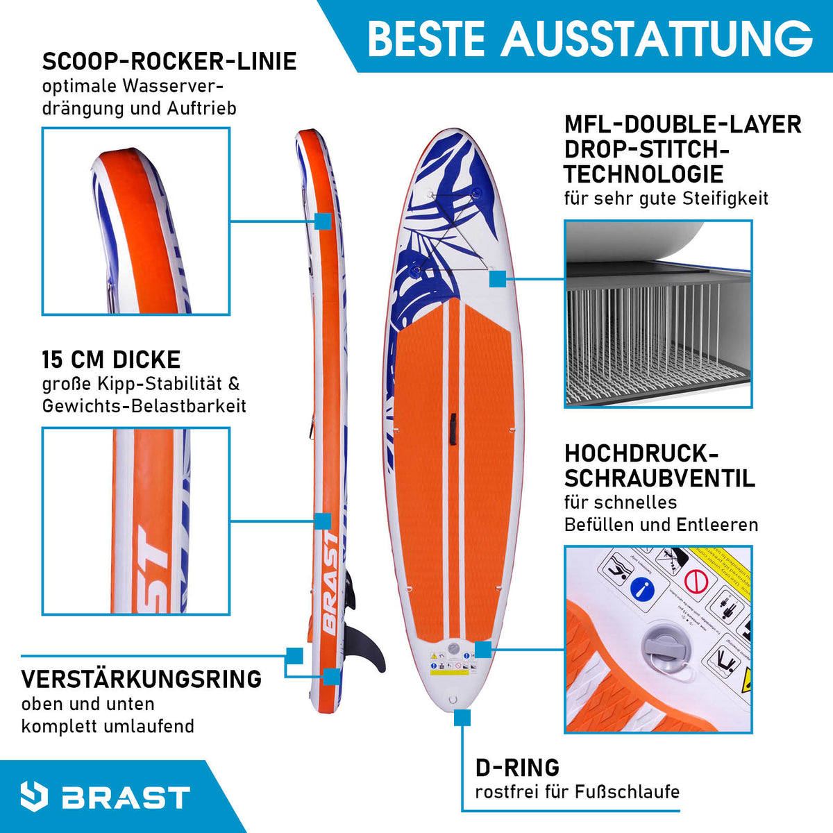 SUP Board aufblasbar FUSION 320 orange
