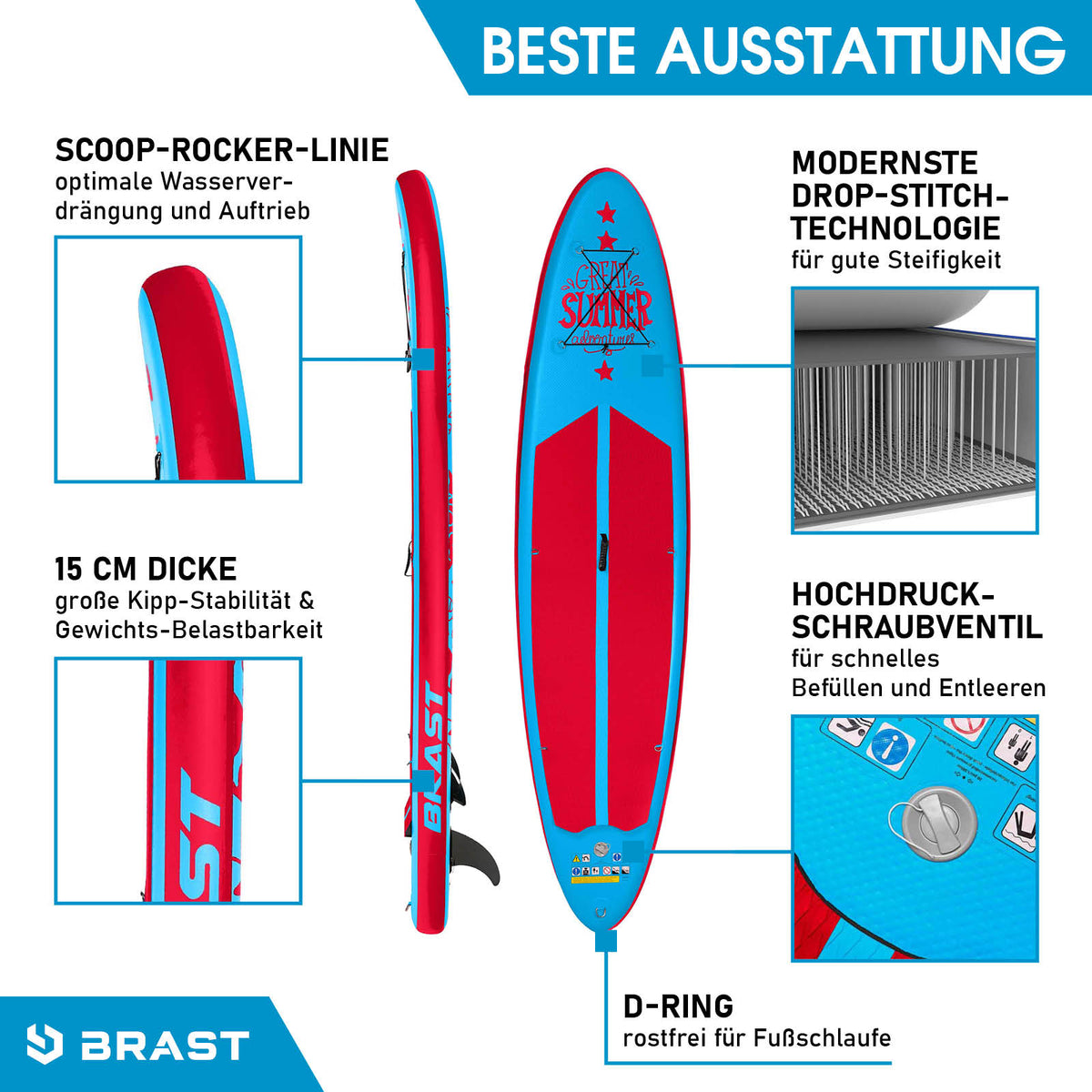 Aufblasbares SUP Board Set SUMMER 320 blue/red