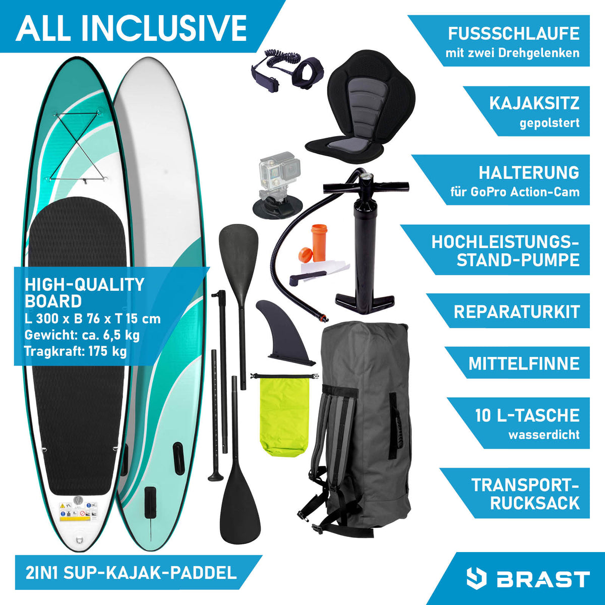 SUP Board aufblasbar mit Sitz WAVE 300
