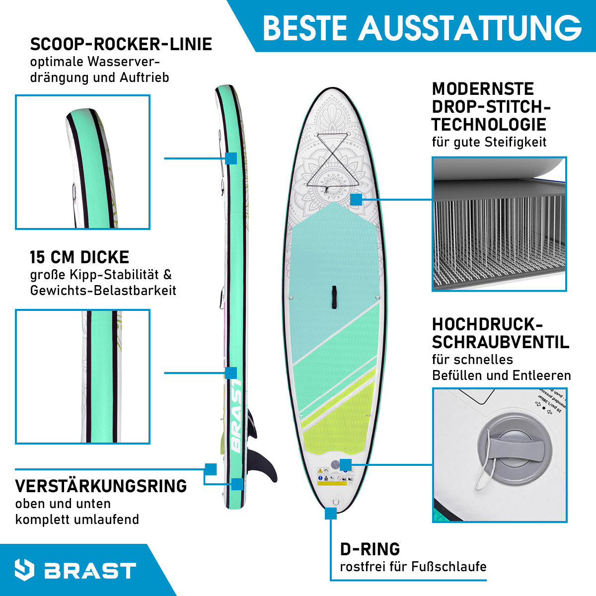 Aufblasbares SUP Board Set mit Sitz FLOWER 300  lime