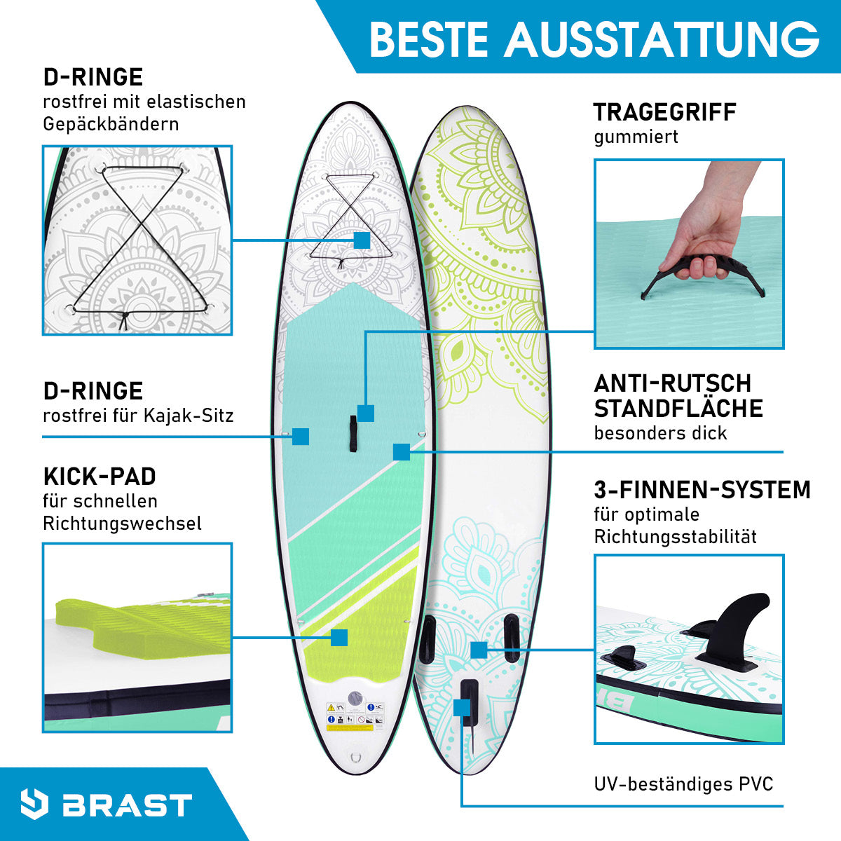 Aufblasbares SUP Board Set mit Sitz FLOWER 300  lime