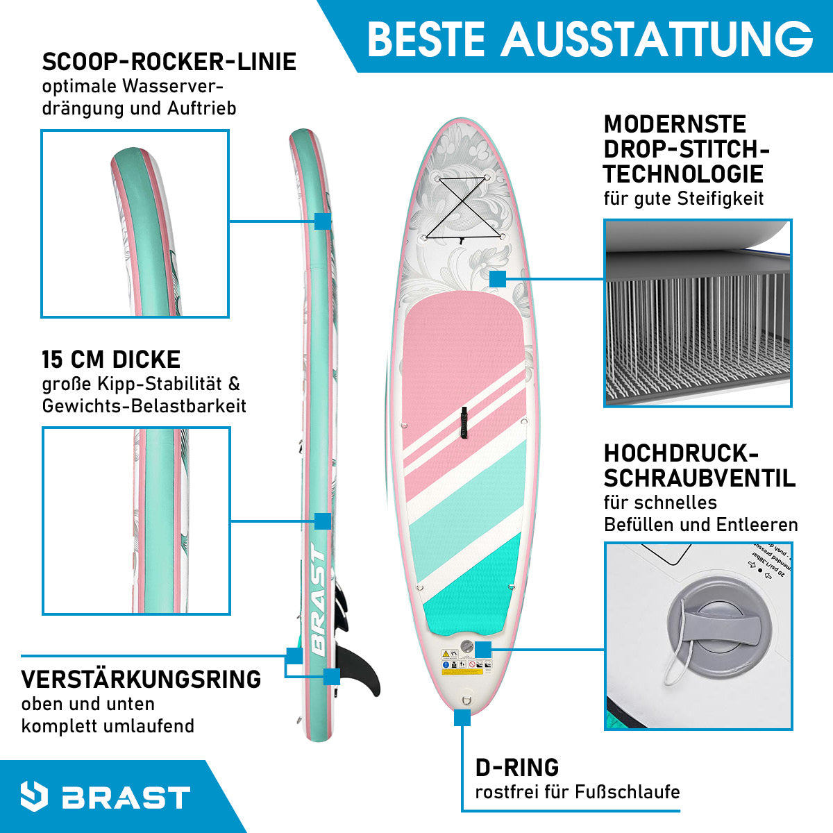 Aufblasbares SUP Board Set mit Sitz LILY 300 pastell