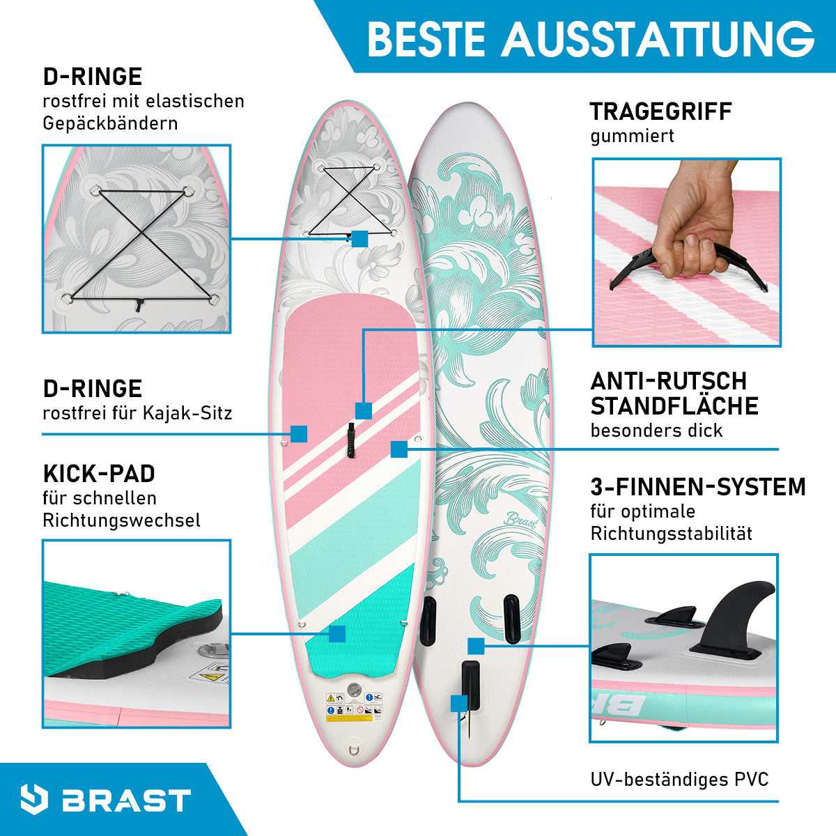 Aufblasbares SUP Board Set mit Sitz LILY 300 pastell