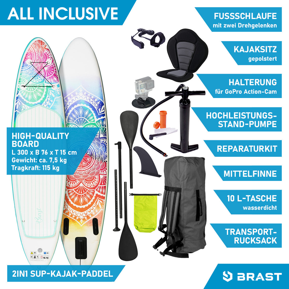 Aufblasbares SUP Board Set mit Sitz MANDALA 300