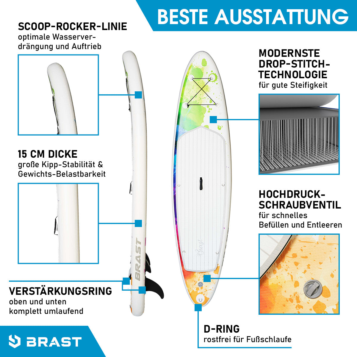 Aufblasbares SUP Board Set mit Sitz RAINBOW 300