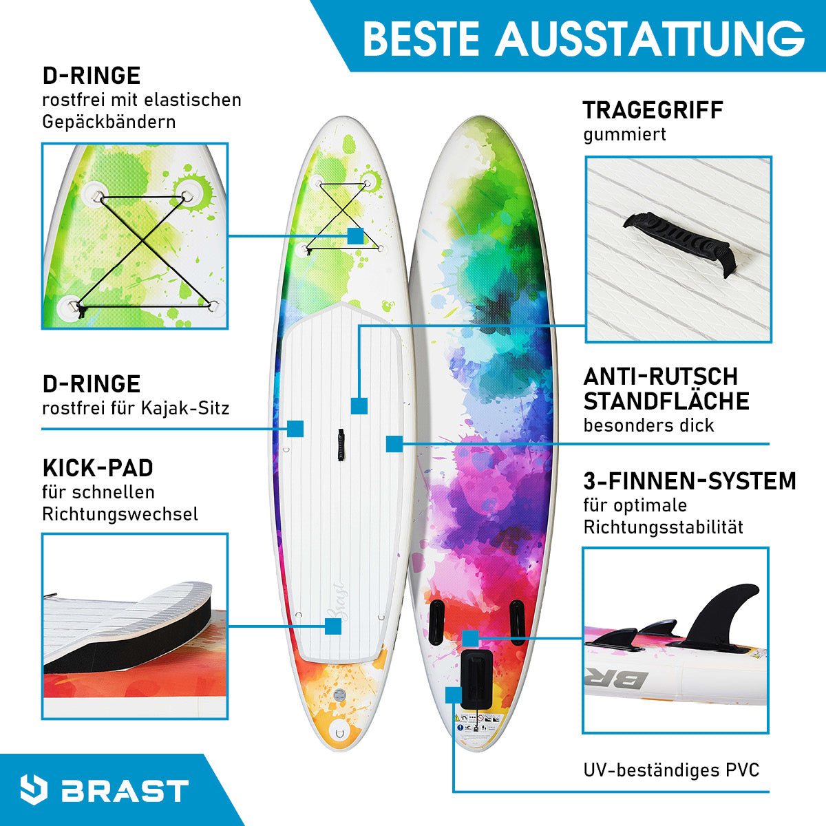 Aufblasbares SUP Board Set mit Sitz RAINBOW 300