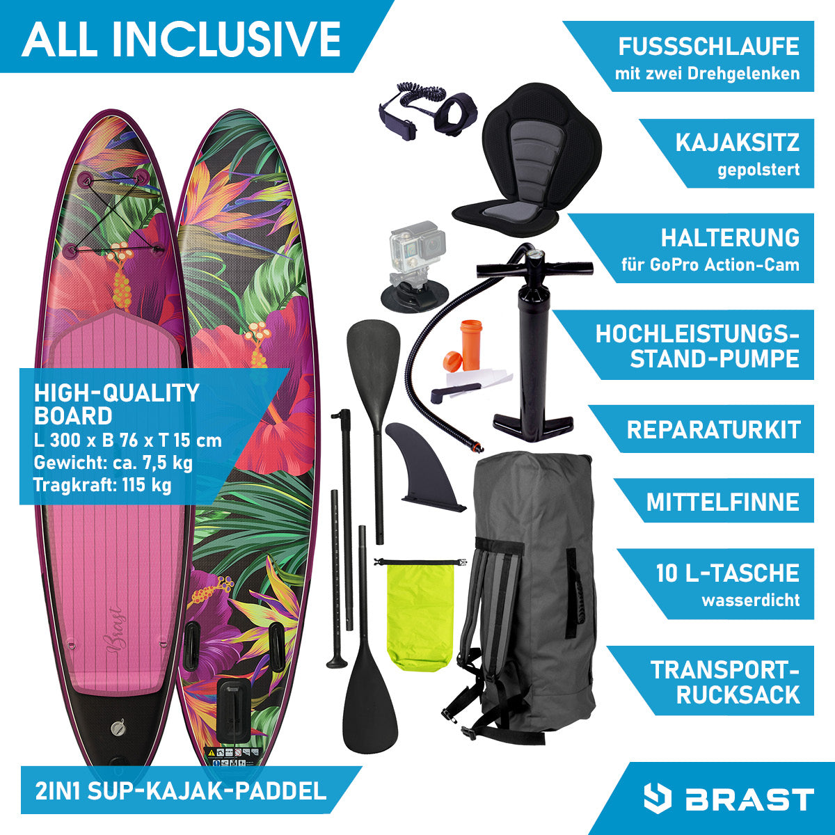 Aufblasbares SUP Board Set mit Sitz TROPIC 300