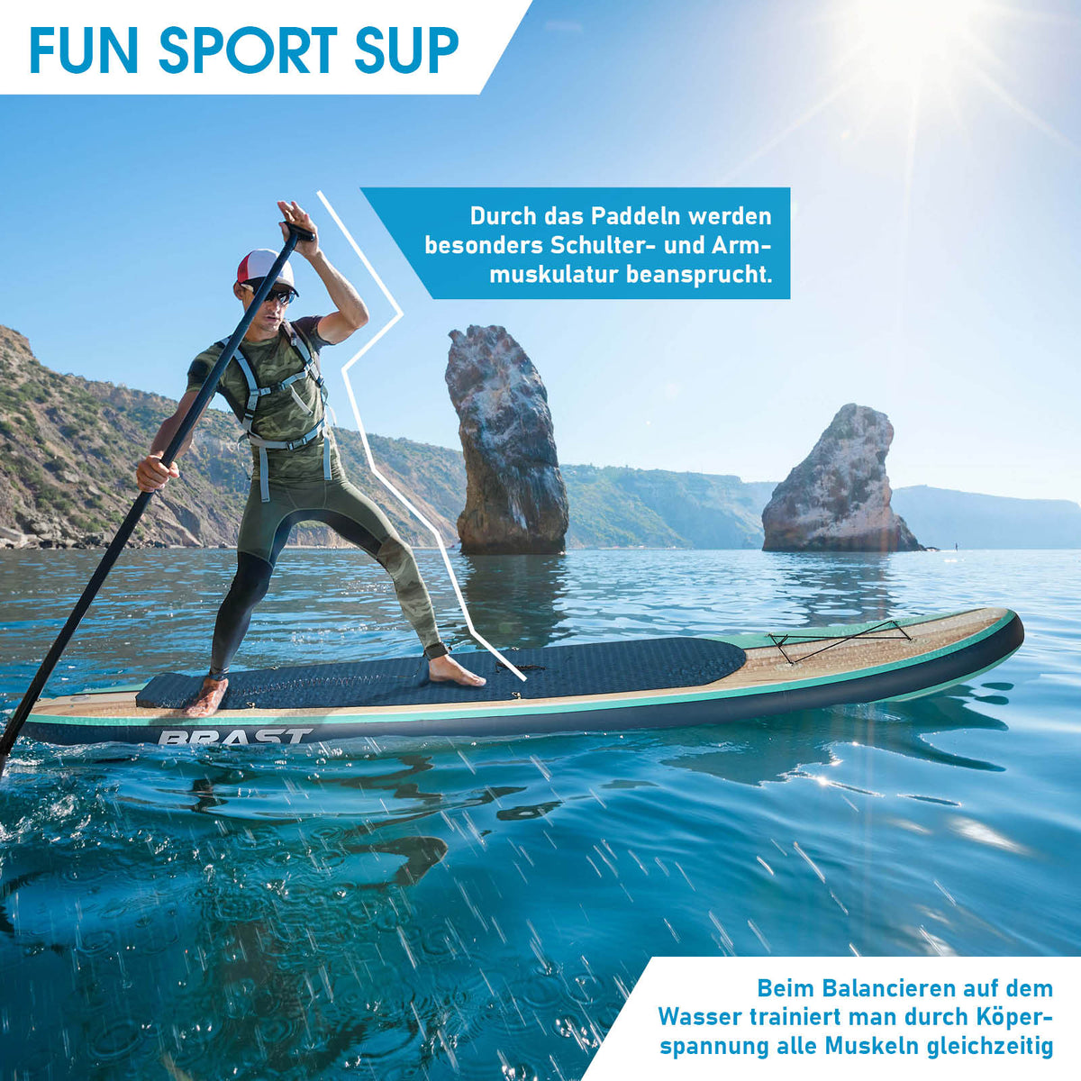 Aufblasbares SUP Board Set mit Sitz SHARK 300 nature