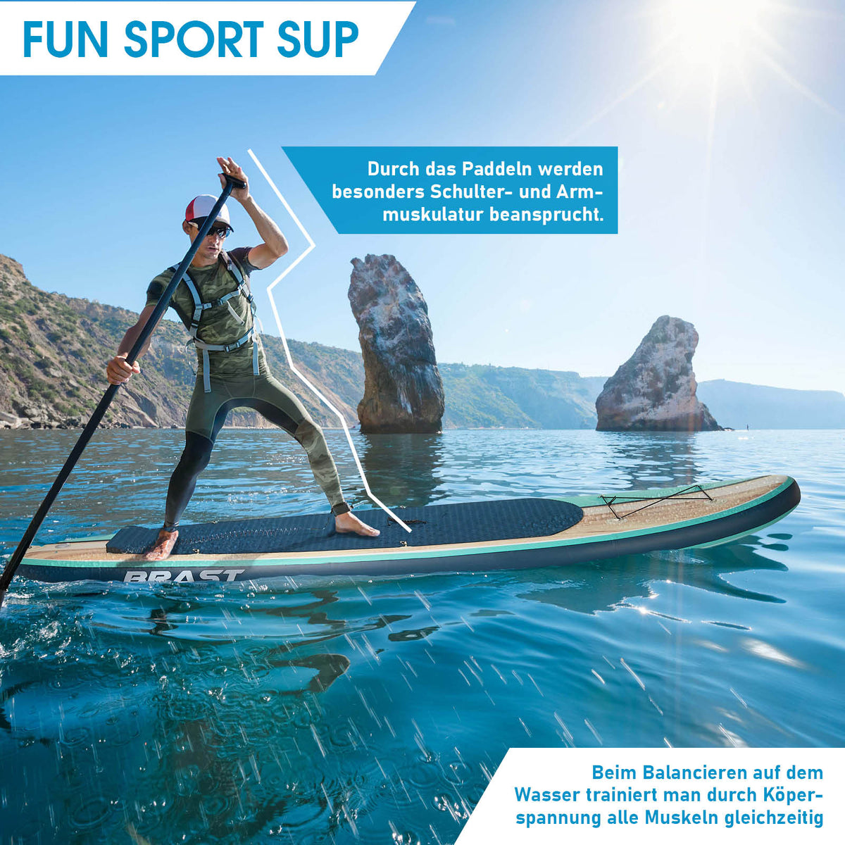 Aufblasbares SUP Board Set mit Sitz SHARK 320 nature